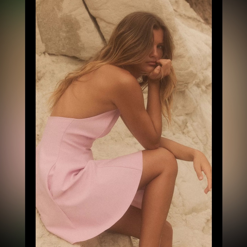 Zara short halter dress with godets, pastel pink - Picture 11 of 15